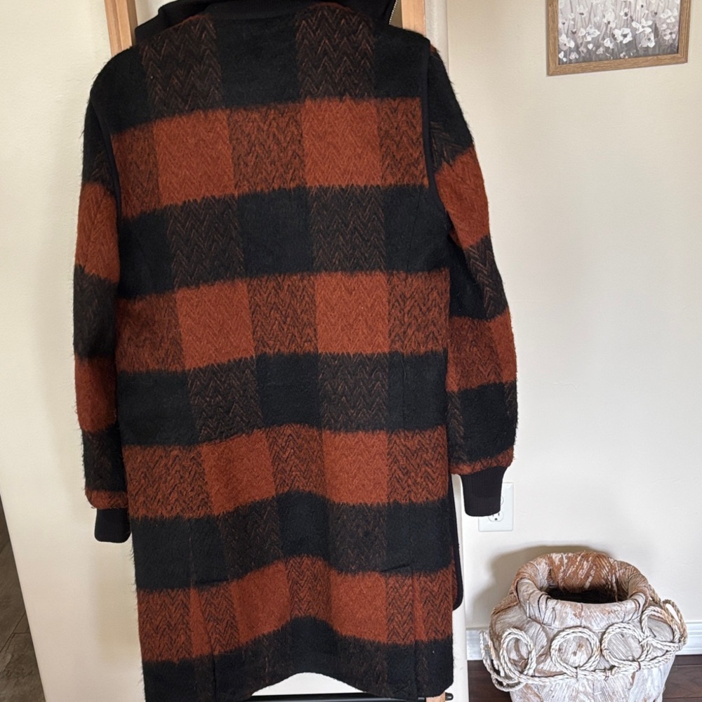 Anthropologie NVLT Black and Brown Checkered Coat - Picture 7 of 7